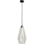 Masterlight Zwarte hanglamp Diamond 23cm met helder glas