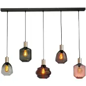 Masterlight 5 Lichts Hanglamp Goud Porto Met Verschillende Glazen