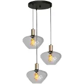 Masterlight 3-lichts vide hanglamp - goud - Porto met Blossom clear glazen