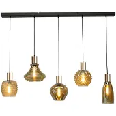Masterlight Hanglamp zwart met goud Bounty Curiosa 5-lichts