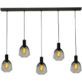 Masterlight 5-lichts hanglamp - zwart - Porto met Nicolette green glazen