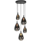 Steinhauer Glimsy 4198ZW Hanglamp 5 lichts met smoke glazen