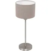 Mexlite Tafellamp Noor 4415ST – Geborsteld staal met taupe linnen kap