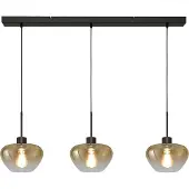 Masterlight 3-lichts hanglamp Genua zwart met goud glas Ø 24cm