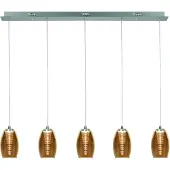 Highlight Hanglamp Nebula Nikkel Recht 5 Lichts Amber Glas