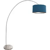 Mexlite Booglamp Solva 3914ST Staal met een blauw fluwelen lampenkap