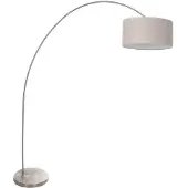 Steinhauer Booglamp Solva 3912ST Staal met een grijs linnen lampenkap