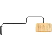 Steinhauer Zwarte Wandlamp Bloeba met naturel gras kap