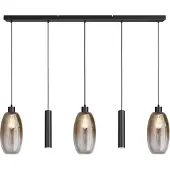 Masterlight Glazen hanglamp Olive 3x Ø 18,5cm - 2x Run pendel - zwart