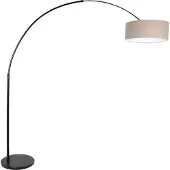 Steinhauer Booglamp Gramineus 50 zwart met linnen lampenkap