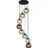 Searchlight 8 Lichts Hanglamp Mardi Gras Ii Met Meerder Kleuren Glas