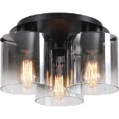 Searchlight Sweden 3-lichts plafondlamp - Mat Zwart & Gerookt Glas