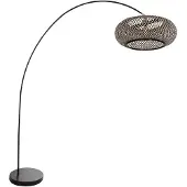 Steinhauer Booglamp Solva Met Zwart En Rotan Kap Ø 60cm