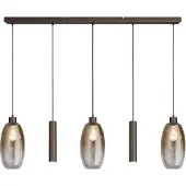 Masterlight Glazen hanglamp Olive 3x Ø 18,5cm - 2x Run pendel - cacao