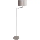 Mexlite Staalkleurige vloerlamp Bella 3876ST met grijs velours kap