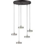 Masterlight 5-lichts hanglamp Imperia Ø 50cm zwart met nikkel
