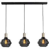 Masterlight 3-lichts hanglamp - goud - Porto met Ball smoke glazen - Ø 24cm