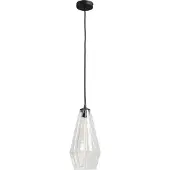 Masterlight Zwarte hanglamp Diamond 18cm met helder glas