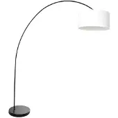 Mexlite Booglamp Solva 3897ZW Zwart met een grof wit linnen kap