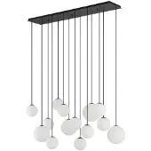 Euluna 14-lichts hanglamp Snowball zwart met wit glas