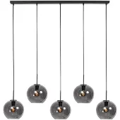 Mexlite HaloSwap 4285ZW – Zwarte langwerpige hanglamp met stijlvolle smoke glazen