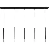 Masterlight Zwarte eettafel hanglamp Flute 5-lichts design cilinders
