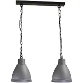 Masterlight Stoere Eettafel Hanglamp Industria 2x27 2 Lichts Zwart Met Betongrijs