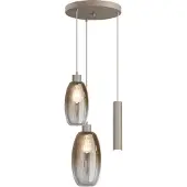 Masterlight Vide hanglamp Olive 2x glas - 1x Run - zand - Ø35cm