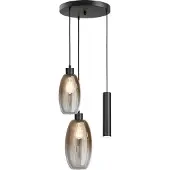 Masterlight Vide hanglamp Olive 2x glas - 1x Run - zwart - Ø35cm