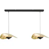 Masterlight Eettafel hanglamp Lente met twee kappen - bladgoud