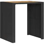 vidaXL Tuinbartafel acaciahouten blad 105x80x110 cm poly rattan zwart