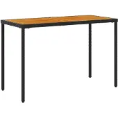 vidaXL Tuintafel met acaciahouten blad 115x54x74 cm poly rattan zwart