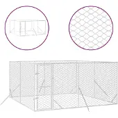vidaXL Hondenkennel voor buiten 4x4x2 m gegalvaniseerd staal zilver