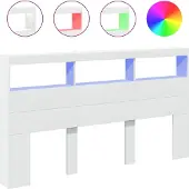 vidaXL - Hoofdbordkast - met - LED-verlichting - 180x17x102 - cm - wit