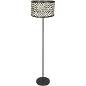 Mexlite Zwarte Vloerlamp Noor Met Rotan En Zwarte Kap