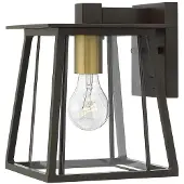 HINKLEY LED Wand Buitenlamp Walker | 1X E27 Max 60W | IP44 | Dimbaar | Buckeye Bronze with Heritage Brass