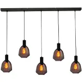 Masterlight 5-lichts hanglamp - zwart - Porto met Nicolette red glazen