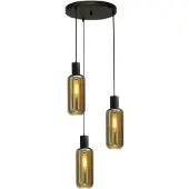 Masterlight Hanglamp Bounty 3-lichts zwart met smoke glas