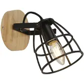 Searchlight Wandlamp Cage II, dimbaar, hout licht, Woon-/ Eetkamer, Hout, Scandinavisch, Wandlamp hout