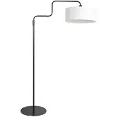 Steinhauer Zwarte vloerlamp Bloeba 4164ZW met wit grof linnen kap