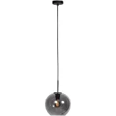 Mexlite HaloSwap 4293ZW – Zwarte hanglamp met bolvormig smoke glas van Ø25 cm