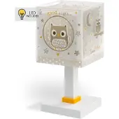 DALBER Kinderkamer tafellamp Goodnight uil wit met grijs