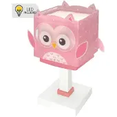 DALBER Tafellamp Little Pink Owl, paars / roze / rose, Kinderkamer, Kunststof, Tafellamp