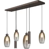 Masterlight Glazen hanglamp Olive 4x glas - 2x Run - cacao