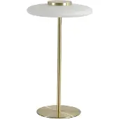 Searchlight Tafellamp Record goud met wit glas