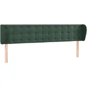 vidaXL Hoofdbord met randen 163x23x78/88 cm fluweel donkergroen