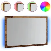 Syfax Badkamerspiegel met LED 60x8,5x38 cm oud houtkleurig
