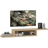 HOMCOM TV-meubel - Hout - 152x29x21cm - Eiken