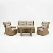Vita Ibiza loungeset half dining verstelbaar 4-delig wicker