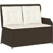 vidaXL Tuinbankje verstelbaar met kussens poly rattan bruin